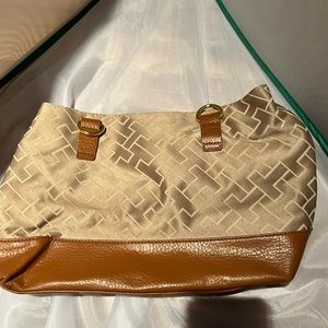 Tommy Hilfiger Monogrammed Canvas and Leather Bag - missing handle